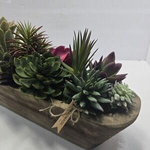Handmade Rustic Wooden Canoe Succulent Arrangement – One of a Kind